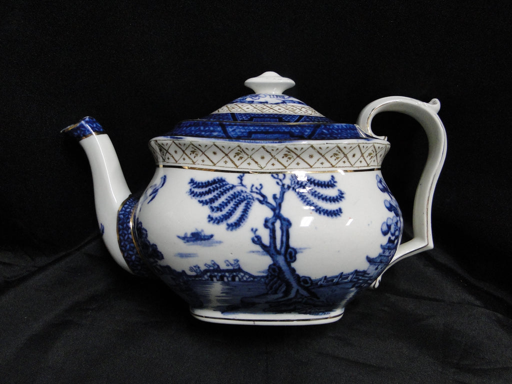 Booths Real Old Willow Blue, Gold Trim: Teapot & Lid, 5 1/2