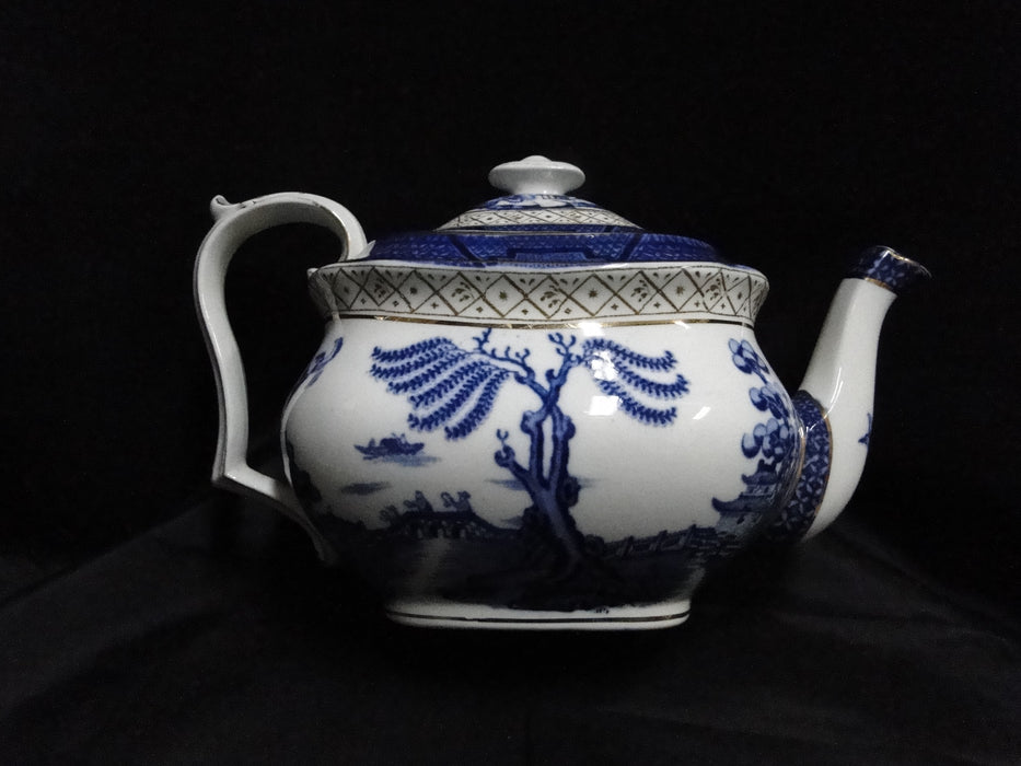 Booths Real Old Willow Blue, Gold Trim: Teapot & Lid, 5 1/2" Tall