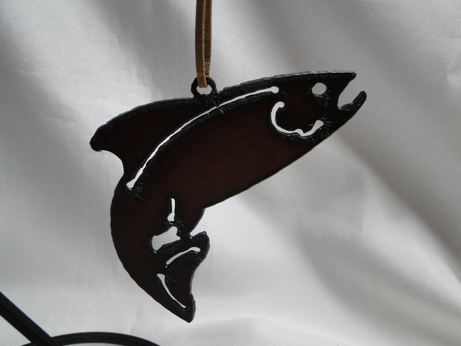 Rustic Ironwerks: NEW Trout Fish Ornament (s) w/ Leather Loop, 3 1/2"