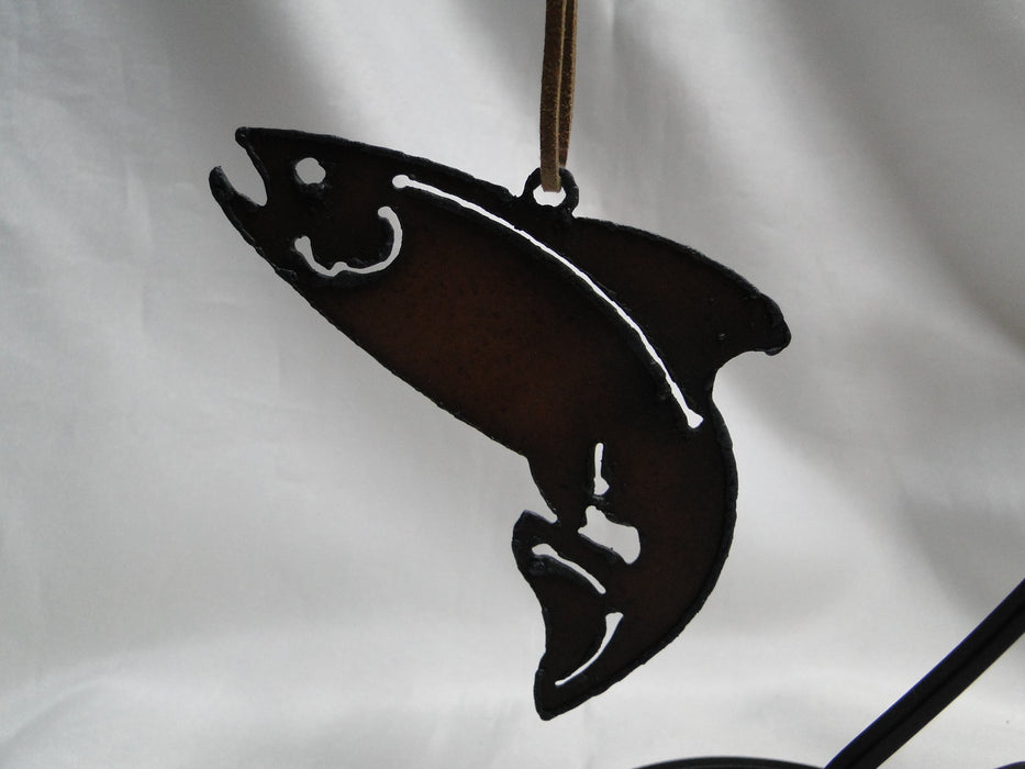 Rustic Ironwerks: NEW Trout Fish Ornament (s) w/ Leather Loop, 3 1/2"