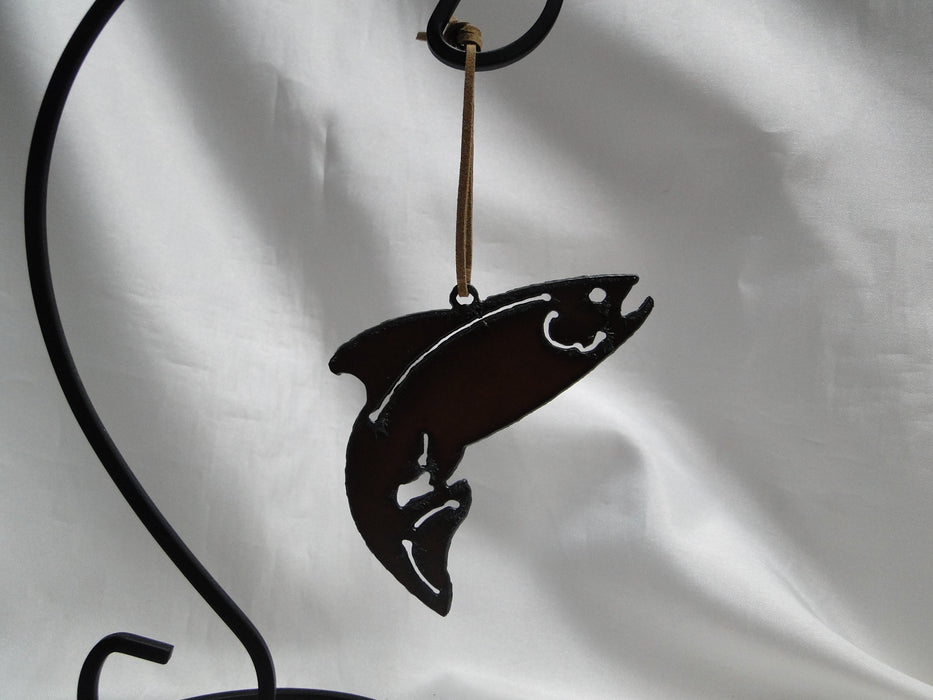 Rustic Ironwerks: NEW Trout Fish Ornament (s) w/ Leather Loop, 3 1/2"