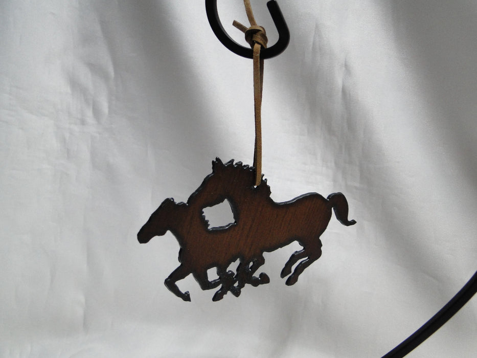 Rustic Ironwerks: NEW Horses Ornament (s) w/ Leather Loop, 4 3/4"