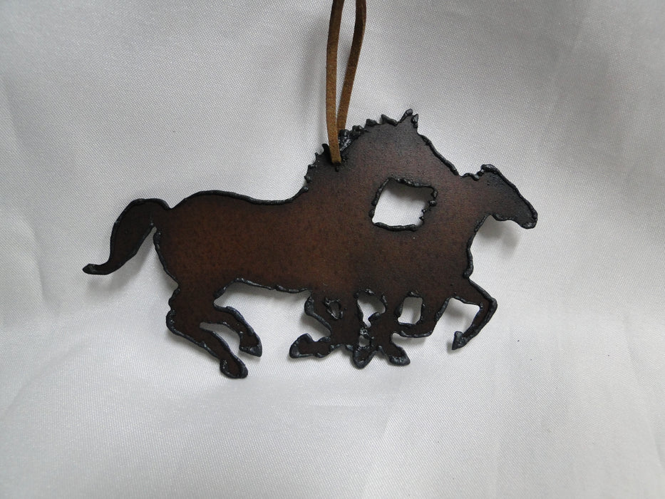 Rustic Ironwerks: NEW Horses Ornament (s) w/ Leather Loop, 4 3/4"