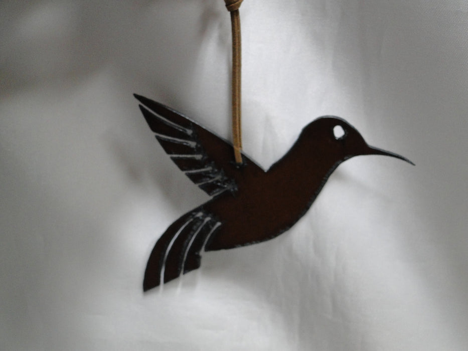 Rustic Ironwerks: NEW Hummingbird Ornament w/ Leather Loop, 5"