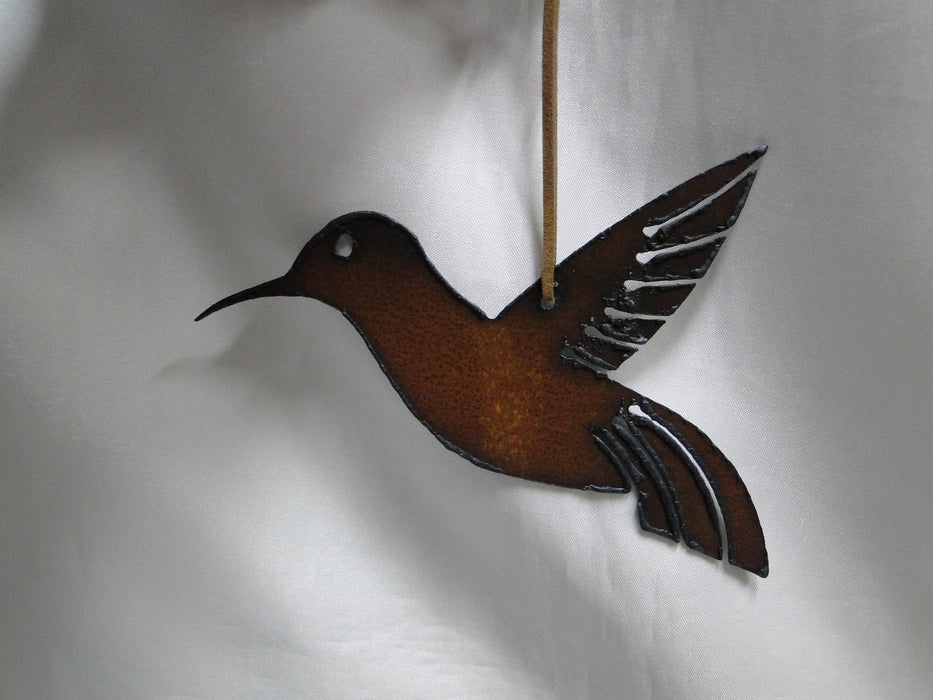 Rustic Ironwerks: NEW Hummingbird Ornament w/ Leather Loop, 5"