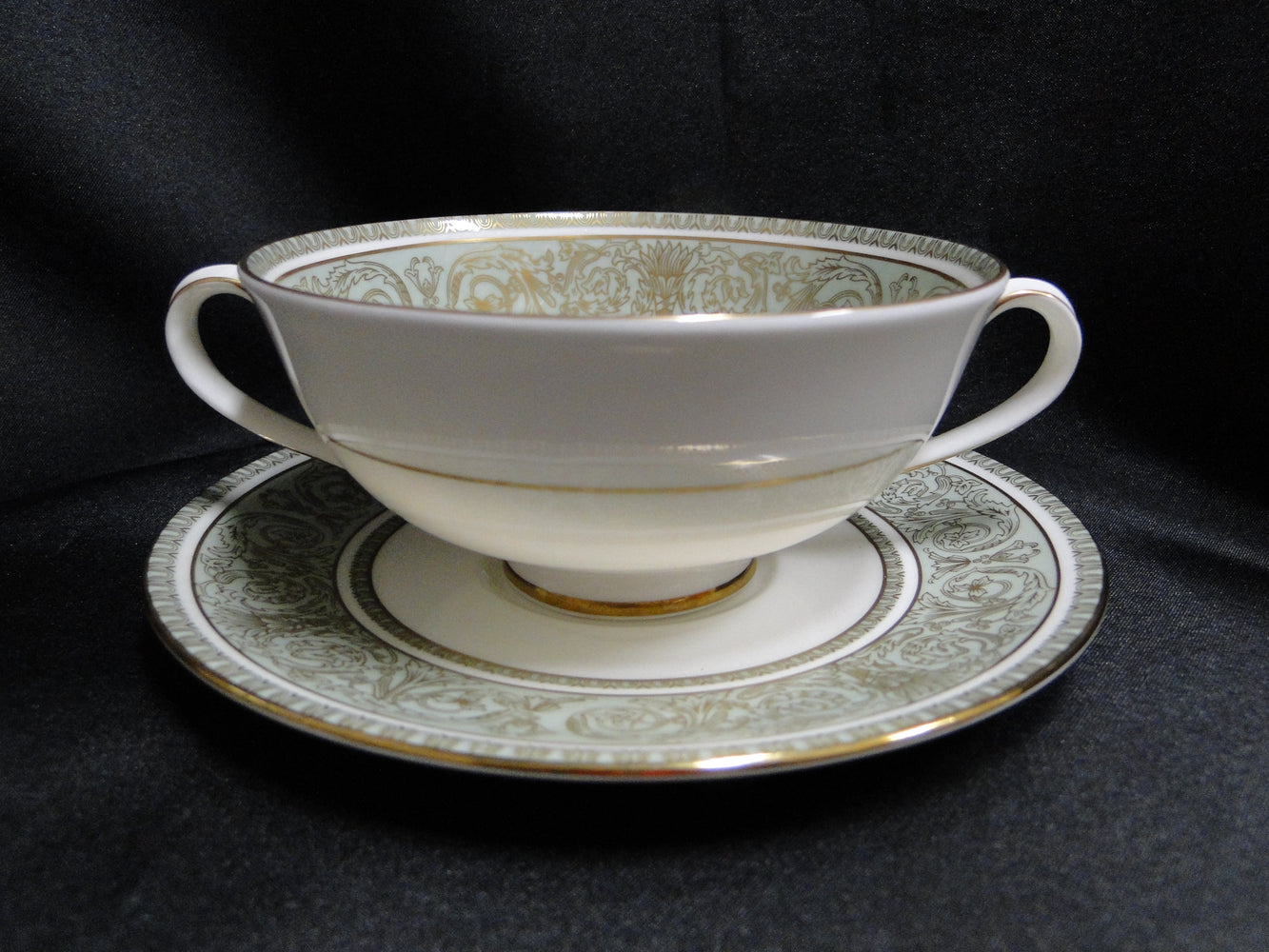 Royal Doulton English Renaissance, Green Scrolls: Cream Soup & Saucer (s)