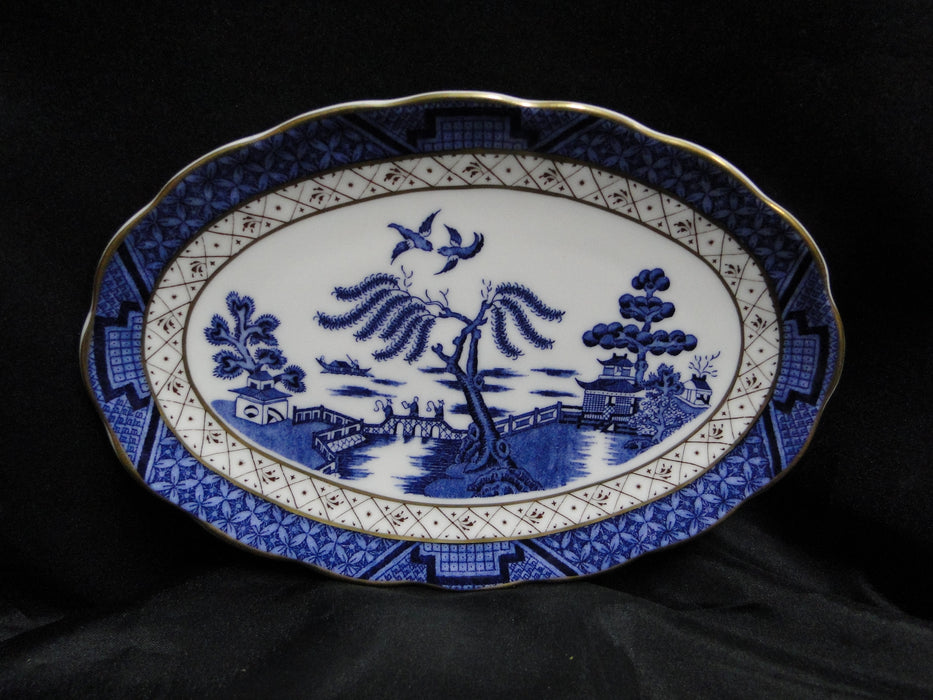 Royal Doulton Booths Real Old Willow Blue, Gold: Oval Relish Dish, 8 1/4"