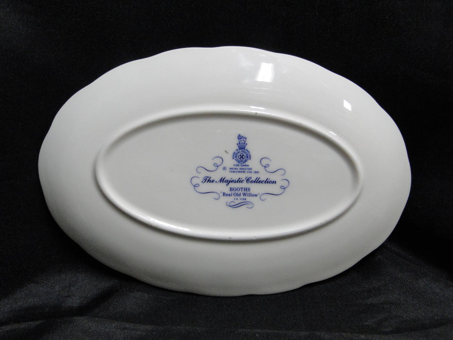 Royal Doulton Booths Real Old Willow Blue, Gold: Oval Relish Dish, 8 1/4"