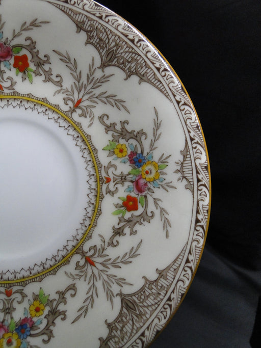 Minton Chatham Brown, Florals: 6 1/4" Cream Soup Saucer (s), No Bowl