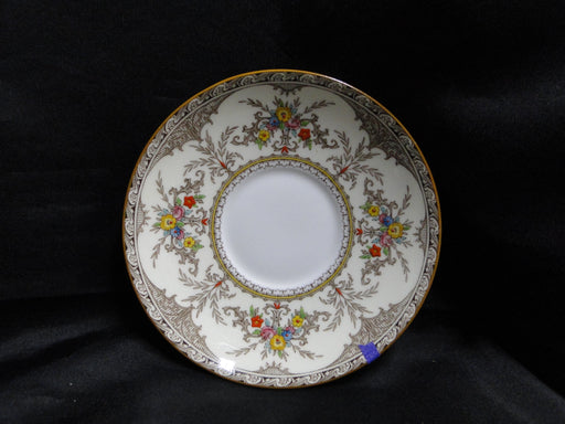 Minton Chatham Brown, Florals: 5 5/8" Saucer Only, No Cup, As Is