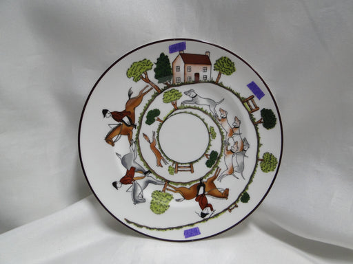 Coalport Hunting Scene: Hunters, Horses, Dogs: Bread Plate 6 1/4", Trim Wear