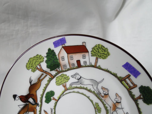 Coalport Hunting Scene: Hunters, Horses, Dogs: Bread Plate 6 1/4", Trim Wear