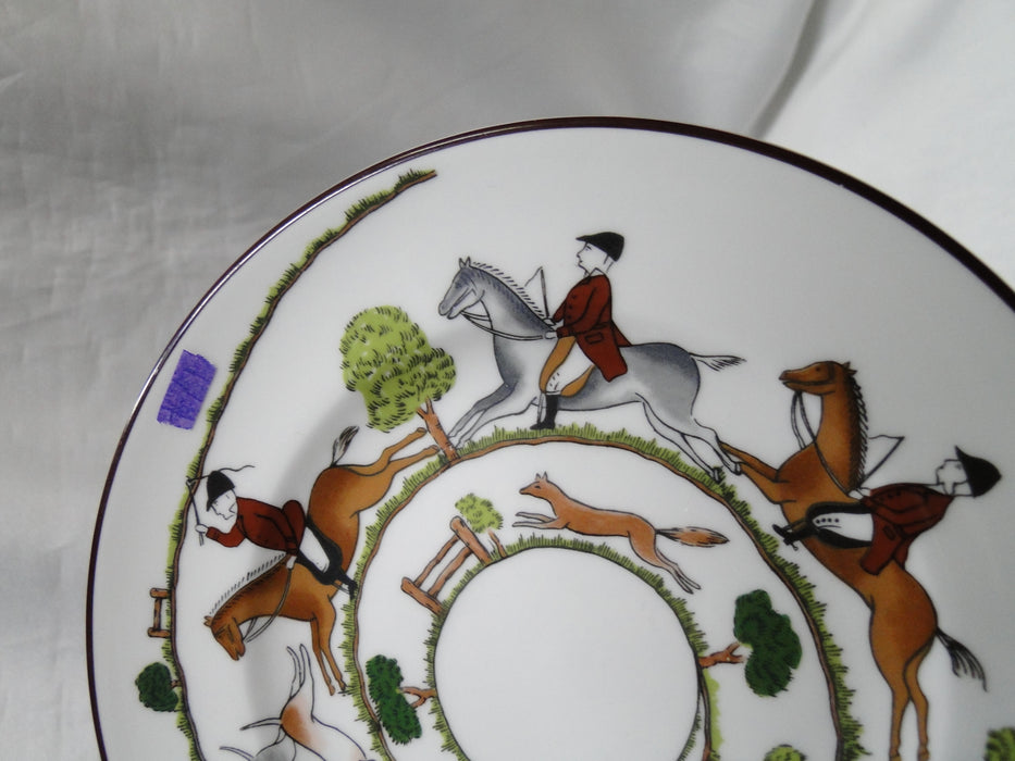 Coalport Hunting Scene: Hunters, Horses, Dogs: Bread Plate 6 1/4", Trim Wear