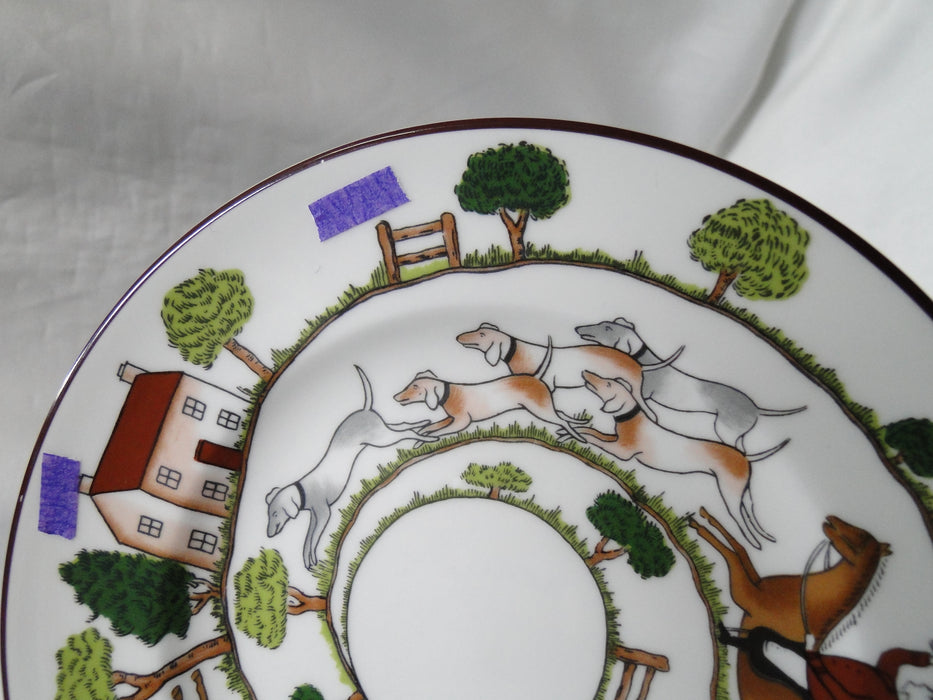 Coalport Hunting Scene: Hunters, Horses, Dogs: Bread Plate 6 1/4", Trim Wear