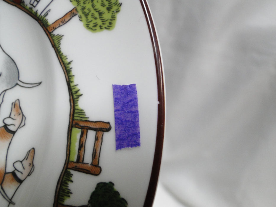 Coalport Hunting Scene: Hunters, Horses, Dogs: Bread Plate 6 1/4", Trim Wear