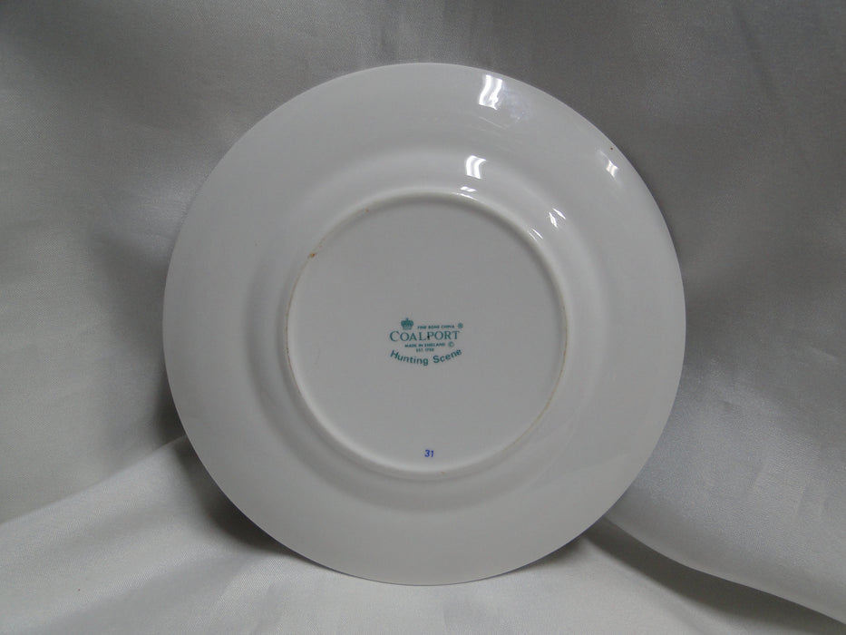 Coalport Hunting Scene: Hunters, Horses, Dogs: Bread Plate 6 1/4", Trim Wear