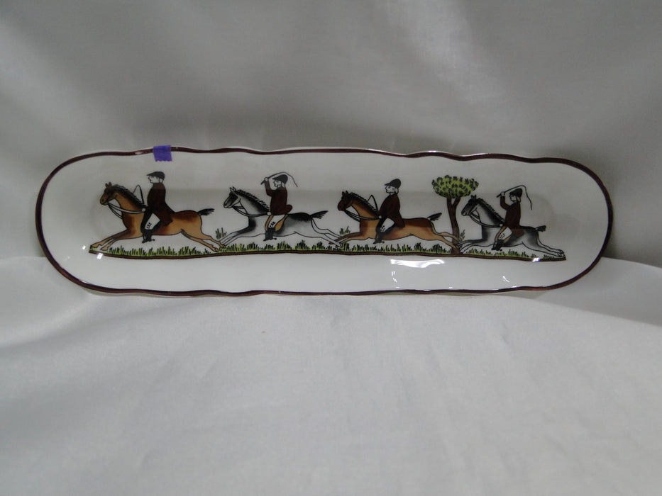 Coalport Hunting Scene: Hunters, Horses, Dogs: Mint Tray, 8 5/8", Lt Trim Wear