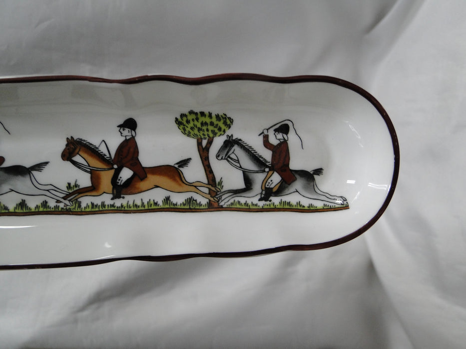 Coalport Hunting Scene: Hunters, Horses, Dogs: Mint Tray, 8 5/8", Lt Trim Wear