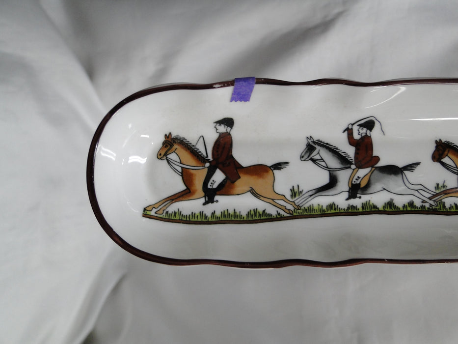 Coalport Hunting Scene: Hunters, Horses, Dogs: Mint Tray, 8 5/8", Lt Trim Wear