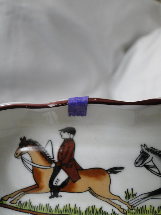 Coalport Hunting Scene: Hunters, Horses, Dogs: Mint Tray, 8 5/8", Lt Trim Wear
