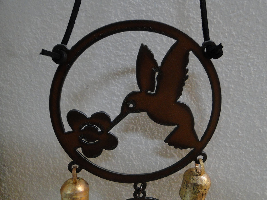 Rustic Ironwerks: NEW Hummingbird & Saguaro Scene Wind Chime, 17"