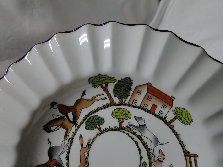 Crown Staffordshire Hunting Scene: Hunters: Fluted Bowl (s) w/ Rim, 8 3/4"