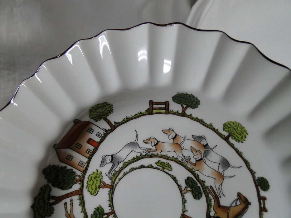 Crown Staffordshire Hunting Scene: Hunters: Fluted Bowl (s) w/ Rim, 8 3/4"