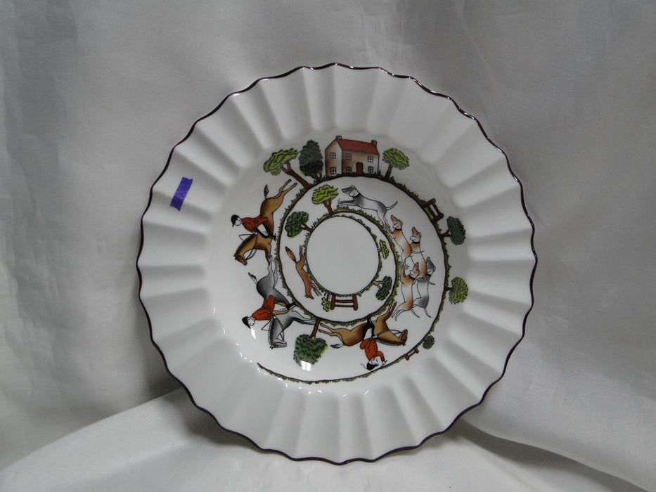 Crown Staffordshire Hunting Scene: Hunters: Fluted Bowl w/ Rim, 8 3/4", Spot