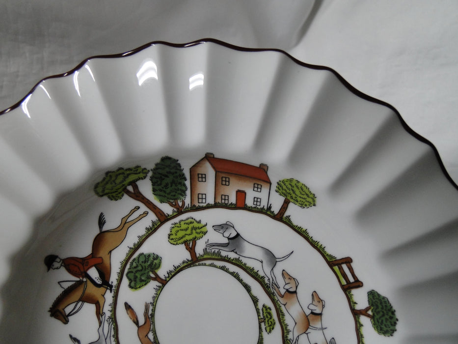 Crown Staffordshire Hunting Scene: Hunters: Fluted Bowl w/ Rim, 8 3/4", Spot