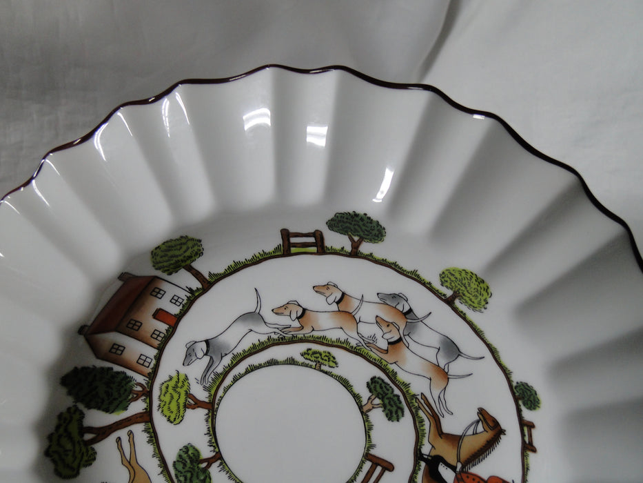 Crown Staffordshire Hunting Scene: Hunters: Fluted Bowl w/ Rim, 8 3/4", Spot