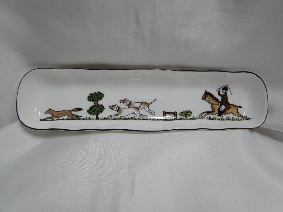 Crown Staffordshire Hunting Scene: Hunters, Horses: Mint Tray, 8 1/2"