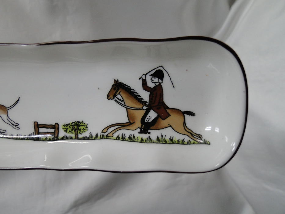 Crown Staffordshire Hunting Scene: Hunters, Horses: Mint Tray, 8 1/2"