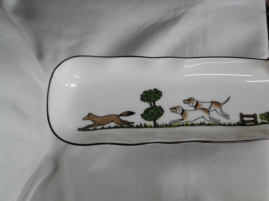 Crown Staffordshire Hunting Scene: Hunters, Horses: Mint Tray, 8 1/2"