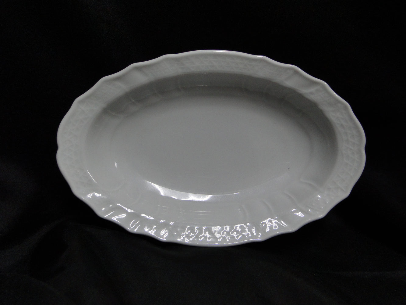 Hutschenreuther Dresden, White, Embossed: Pickle / Relish Dish, 9"