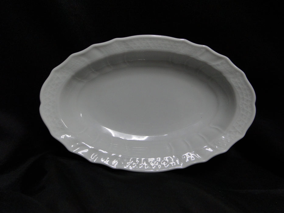 Hutschenreuther Dresden, White, Embossed: Pickle / Relish Dish, 9"