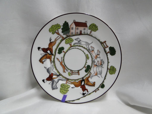 Crown Staffordshire Hunting Scene: Hunters: Bread Plate, 6 1/8", Trim Wear