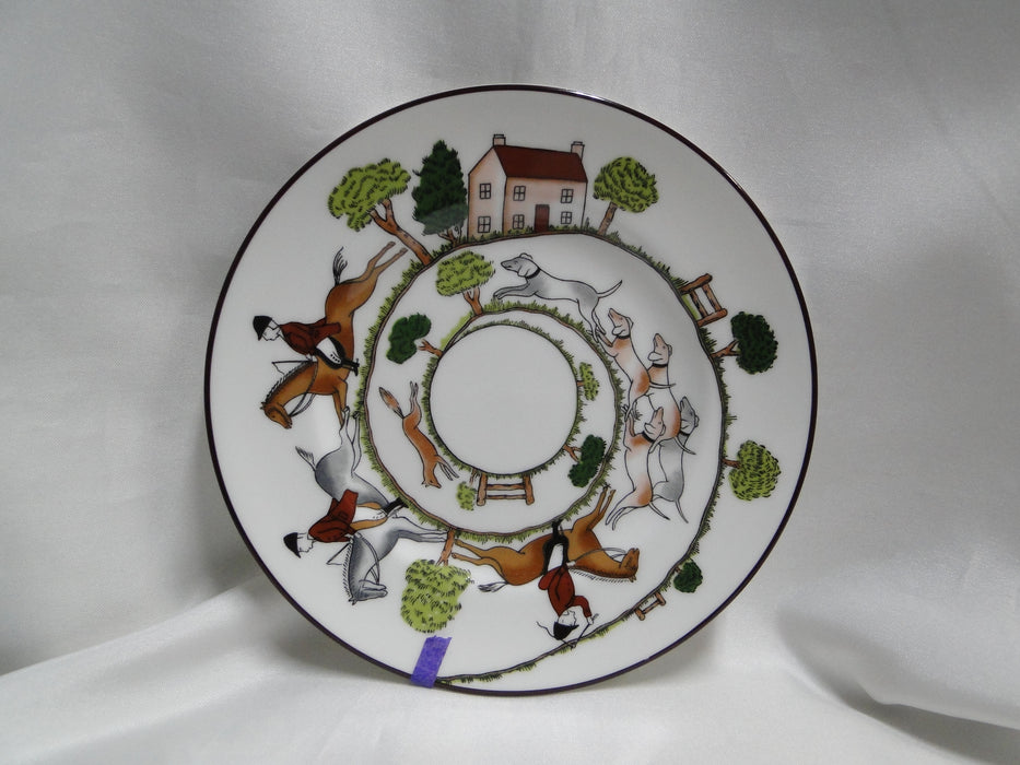 Crown Staffordshire Hunting Scene: Hunters: Bread Plate, 6 1/8", Trim Wear