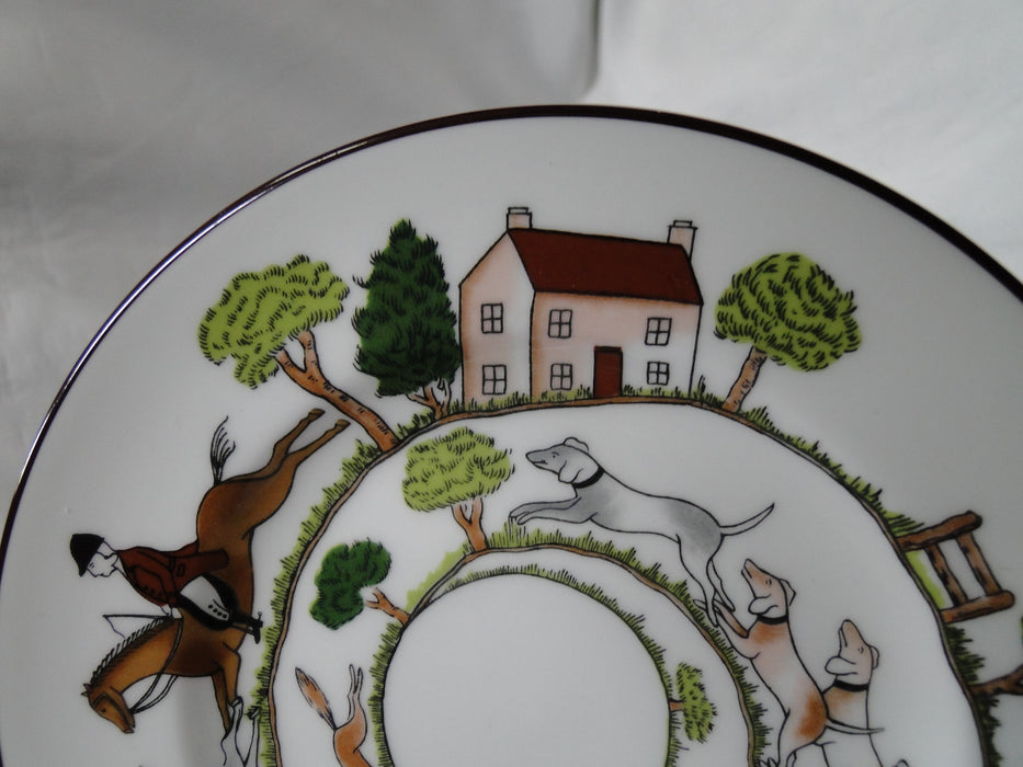 Crown Staffordshire Hunting Scene: Hunters: Bread Plate, 6 1/8", Trim Wear