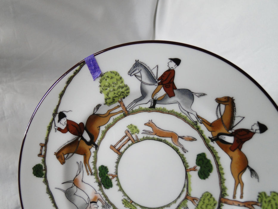 Crown Staffordshire Hunting Scene: Hunters: Bread Plate, 6 1/8", Trim Wear