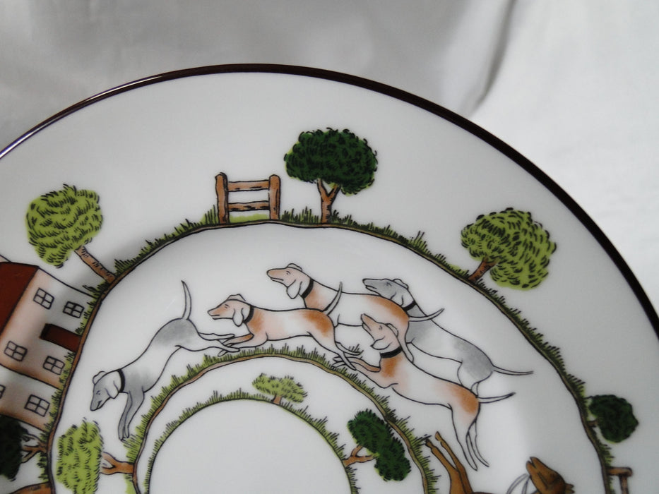 Crown Staffordshire Hunting Scene: Hunters: Bread Plate, 6 1/8", Trim Wear