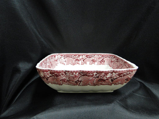 Mason's Vista Pink, Transferware: Square Serving Bowl, 9" x 2 3/4" Tall, Crazing