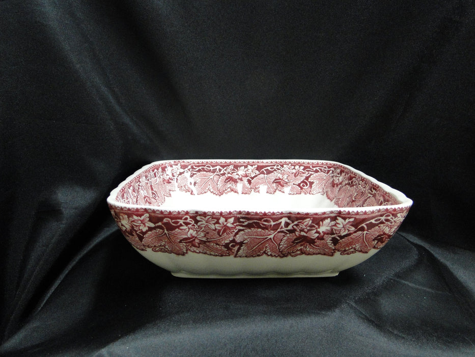 Mason's Vista Pink, Transferware: Square Serving Bowl, 9" x 2 3/4" Tall, Crazing