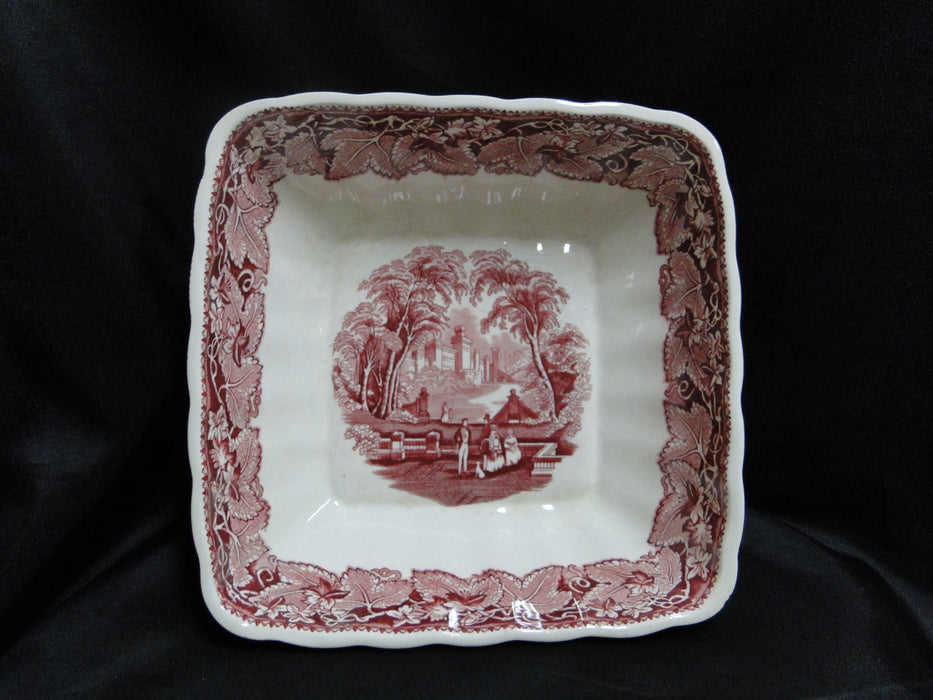 Mason's Vista Pink, Transferware: Square Serving Bowl, 9" x 2 3/4" Tall, Crazing