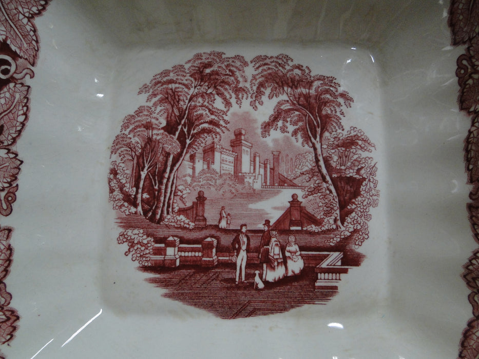 Mason's Vista Pink, Transferware: Square Serving Bowl, 9" x 2 3/4" Tall, Crazing