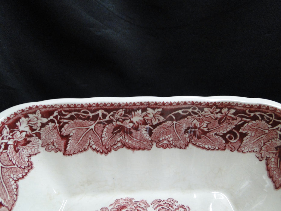 Mason's Vista Pink, Transferware: Square Serving Bowl, 9" x 2 3/4" Tall, Crazing