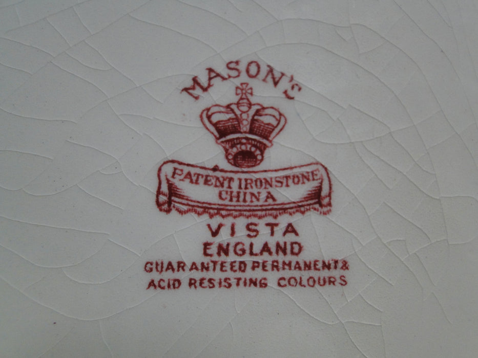 Mason's Vista Pink, Transferware: Square Serving Bowl, 9" x 2 3/4" Tall, Crazing