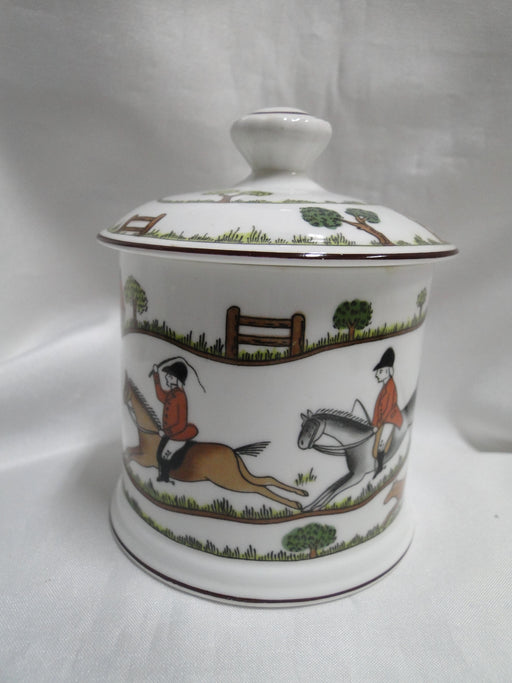Crown Staffordshire Hunting Scene: Hunters: Jam / Jelly Jar & Lid, 4", Trim Wear