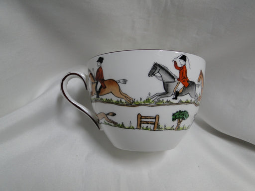 Crown Staffordshire Hunting Scene: Hunters, Horses: 2 3/4" Flat Oversized Cup