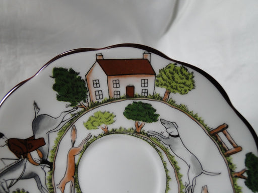 Crown Staffordshire Hunting Scene: Hunters: 4 3/4" Demi Scalloped Saucer Only