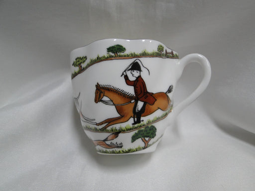 Crown Staffordshire Hunting Scene: Hunters: Demi Foot Scall Cup & Saucer Crazing